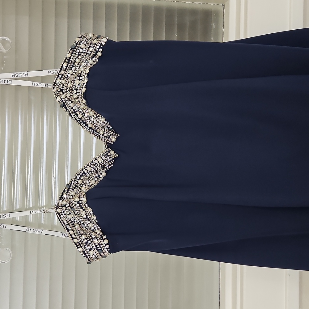Size 24/24w Strapless Navy Blue Scuba Trumpet Gow… - image 3